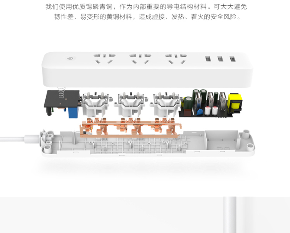 Original Xiaomi Mi Smart Power Strip with 3 USB Ports WiFi Wireless Home APP Remote Control Timing Switch Socket Plug 1.8m Long (7)