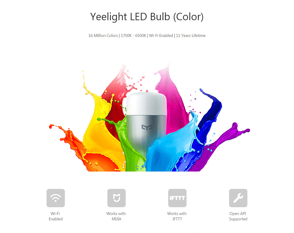 Xiaomi Yeelight II E27 9 W 600 Lumens Smart LED Bulb Mi Light WiFi Smart Phone Remote Control (1)